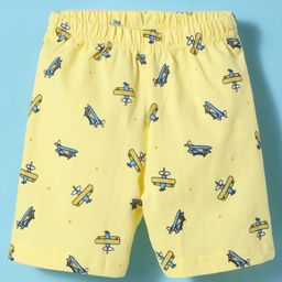 Tango Single Jersey Knit Knee Length Shorts With Airplane Print - Yellow-image-89