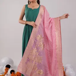 Yufta Sweetheart Neck Empire Kurta With Trousers & Dupatta-54