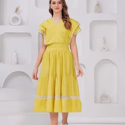 OH MI DIOS Women Pure Cotton Fit & Flare Midi Dress-picture-45