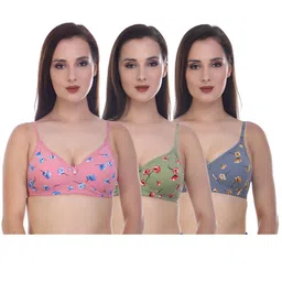 Designer Bugs Pack Of 3 Full Coverage Lightly Padded Printed T-Shirt Bra image 2