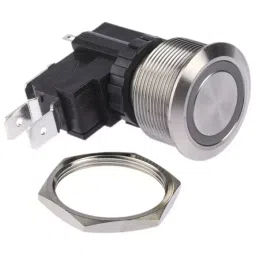 RS PRO Illuminated Push Button Switch 25.2 mm Cutout SPDT White LED 250 / 125 V AC, 1758861-image-17