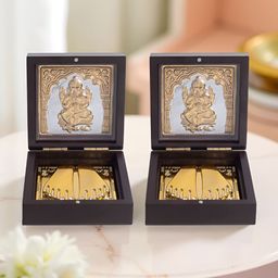Golden Peacock 2Pcs Brown & Yellow Wooden Ganesha Prayer Box-image-11