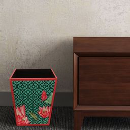 SEJ by Nisha Gupta Green & Pink Printed Wooden Open Dry Bin-46