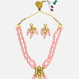 aadita Kundan Studded And Beaded Necklace And Earrings-45