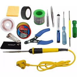 Fadman 13 In 1 Soldering Iron Kit Copper, Iron & Nickle Corded 25 W with Solder Wire Yellow+Black-3