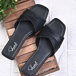 Shoestail Women Solid Open Toe Flats-image-95
