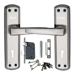 Atom Iron Silver Door Handle Lock Set, 703-K.Y._B/S-42