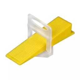 TileMaster 100 Pcs Tile Leveling Spacer Clip with 100 Wedges 2 mm Non-Magnetic Durable Plastic Yellow & White 5 cm Length TM-227-11