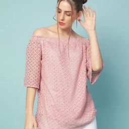 Oxolloxo Dusty Pink Cotton Self Design Top-13