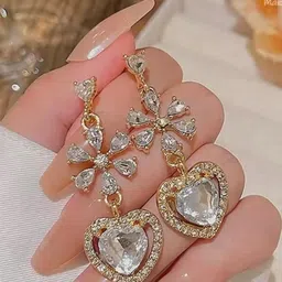 AKISON JEWELS Gold-Plated Artificial Stone Studded Drop Earrings-image-88