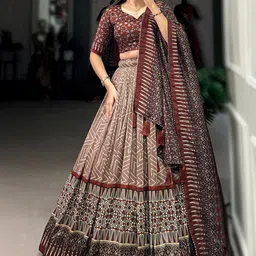 JULEE Motifs Printed Art Silk Ready to Wear Lehenga & Unstitched Blouse With Dupatta-picture-8