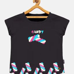 Kiddopanti Kids Black Printed T-Shirt-image-83