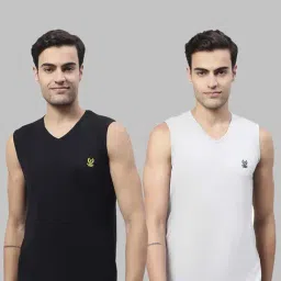 Vimal Jonney Black & Light Grey Sleeveless Lounge T-Shirt - Pack of 2-image-41