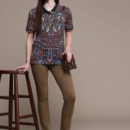 Label Ritu Kumar Women Blue Printed Relaxed Fit T-shirt-image-86