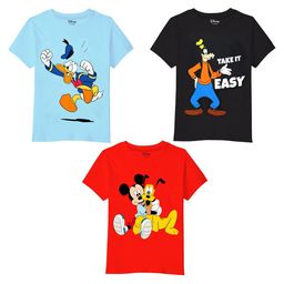 Disney By Miss and Chief Boys Pack Of 3 Graphic Printed Bio Finish Cotton T-shirt-17