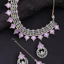 Sukkhi Women Gold-Plated American Diamond-Studded Jewellery Set-picture-26