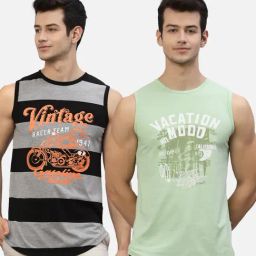 Rigo Multicolor Slim Fit Printed Vests - Pack of 2-image-14