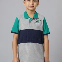 Beverly Hills Polo Club Kids Grey & Navy Printed Polo T-Shirt-image-21