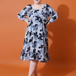 U&F Beyond Women Floral Print Puff Sleeve Fit & Flare Dress-image-28