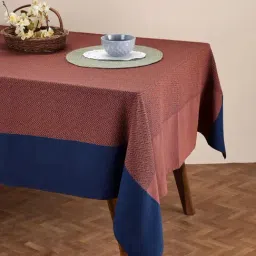 Fabindia Maroon & Blue Cotton 76 TC 190 GSM Kiara Table Cover - Set of 4-image-31