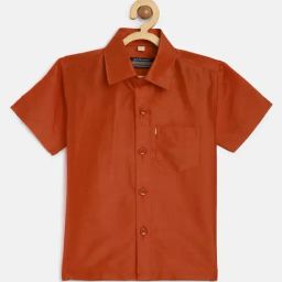THANGAMAGAN Kids Rust Solid Shirt-84