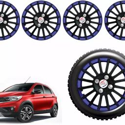 Auto Pearl CBB21 R13  33.02 cm (13 Inch) Press Type Wheel Hubcap with Retention Ring Glossy Black Blue Wheel Cover for Tata Tiago (Set of 4)-image-83