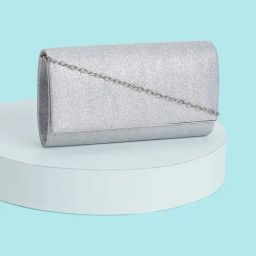 Forever Glam by Pantaloons Silver Shimmer Medium Clutch-image-18