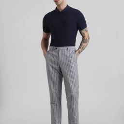 Jack & Jones Navy Regular Fit Textured Cotton Polo T-Shirt-11