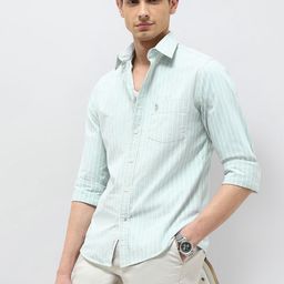 U.S. Polo Assn. Men Tailored Fit Vertical Striped Button-Down Collar Casual Cotton Shirt-picture-48