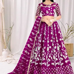 F Plus Fashion Net Semi-Stitched Lehenga Choli-image-80
