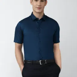 Peter England Blue Regular Fit Cotton Shirt-picture-0