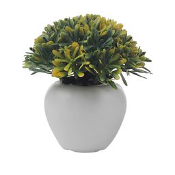 FOLIYAJ Set Of 2 Green & White Artificial Mini Bushes In Pots image 5
