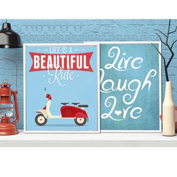 Art Street Set of 2 White & Blue Typography Wall Paintings-image-16