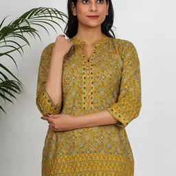 Vbuyz Geometric Print Mandarin Collar Cotton Top-image-17
