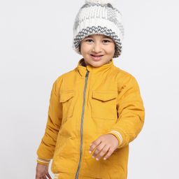 Babyhug Full Sleeves Jacket Solid & Stripes Print- Mustard-image-129