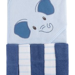 Baby Moo Elephant Towel & Wash Cloth Set Pack Of 6 - Blue-52