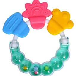 Enorme Round Shape BPA Free Silicone Bell Teether Ring for Infants - Multicolour-26