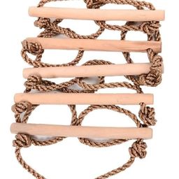 Hop N Play 6.5 Feet Wooden Rope Climber 6 Rungs Ladder for Kids - Brown-21