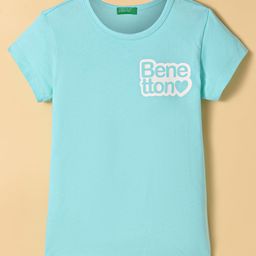 UCB Cotton Knit Half Sleeves Text Printed T-Shirt - Aqua Blue-image-49