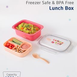 ZOE Portable Lunch Box with Spoon & Fork Text Print - Pink-picture-0