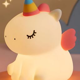 YAMAMA Lovely Unicorn Silicone Night Light Squishy LED Animal Night Light Silicone Dimmable Timed Bedside Lamp Light Up USB Rechargeable Unicorn Touch Light Night Lamp Home Decor Lights With Timing FunctionMulticolor-16
