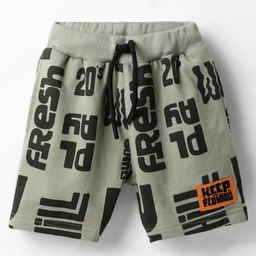 Evimo Looper Knit Knee Length Shorts With Text Print - Mint-picture-19