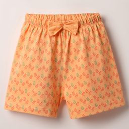 Tango Single Jersey Knit Knee Length Shorts With Floral Print - Orange-picture-16