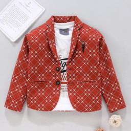 Dapper Dudes Full Sleeves Abstract Printed Blazer With Tee - Brown-image-58