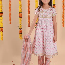 Sangria Girls Printed Pure Cotton Kurta & Trouser With Dupatta-image-74