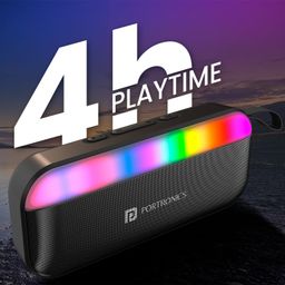 Portronics POR-2444 Plugs 3 15W Portable Bluetooth Speaker with Inbuilt Mic, Dynamic RGB Lights, Bluetooth 5.3V, USB Drive Port, SD Card Port, IPX5 Water Resistant, , Type C Charging(Black) image 2