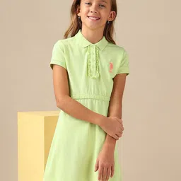 U.S. Polo Assn. Kids Girls Shirt Collar A-Line Above Knee Dress-picture-7
