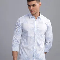THREE DAYS Comfort Abstract Printed Spread Collar Cotton Shirt-image-80
