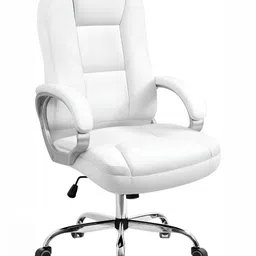 Oakcraft White Leatherette Adjustable Seat Height Study Arm Chair-image-57