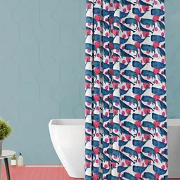 ArtzFolio Blue and Red Abstract Printed Waterproof Shower Curtain-51